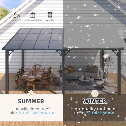 AECOJOY 10&rsquo; x 10&rsquo; Gazebo, Wall Mounted Gazebos Pergola on Clearance, Outdoor Patio Lean to Gazebo Awnings for Deck, Porch