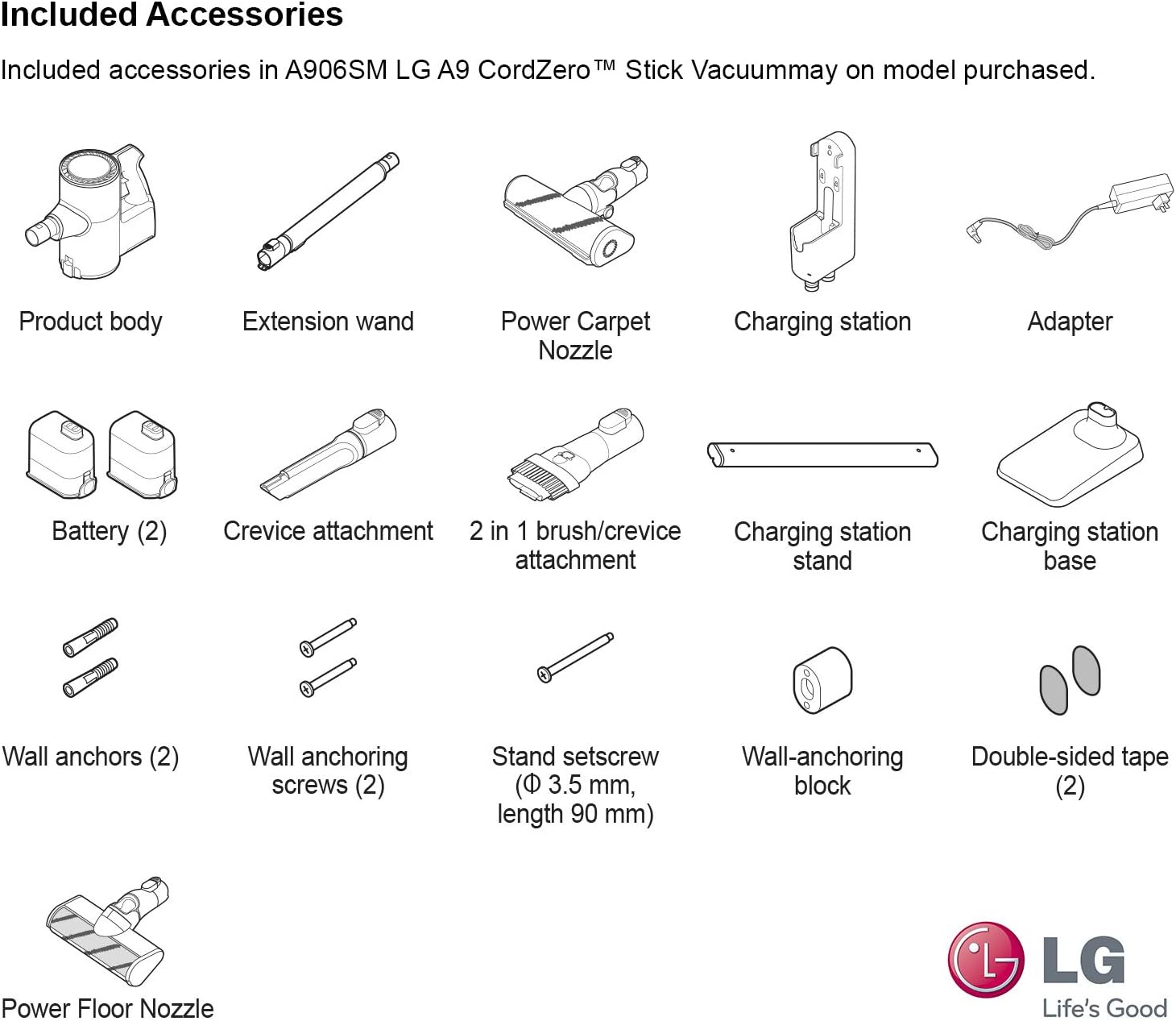 (Refurbished) LG CordZero A906SM Stick Charge Plus Cordless Rechargeable Vacuum, Matte Silver, Powerful Suction, Cordless, Long-Lasting