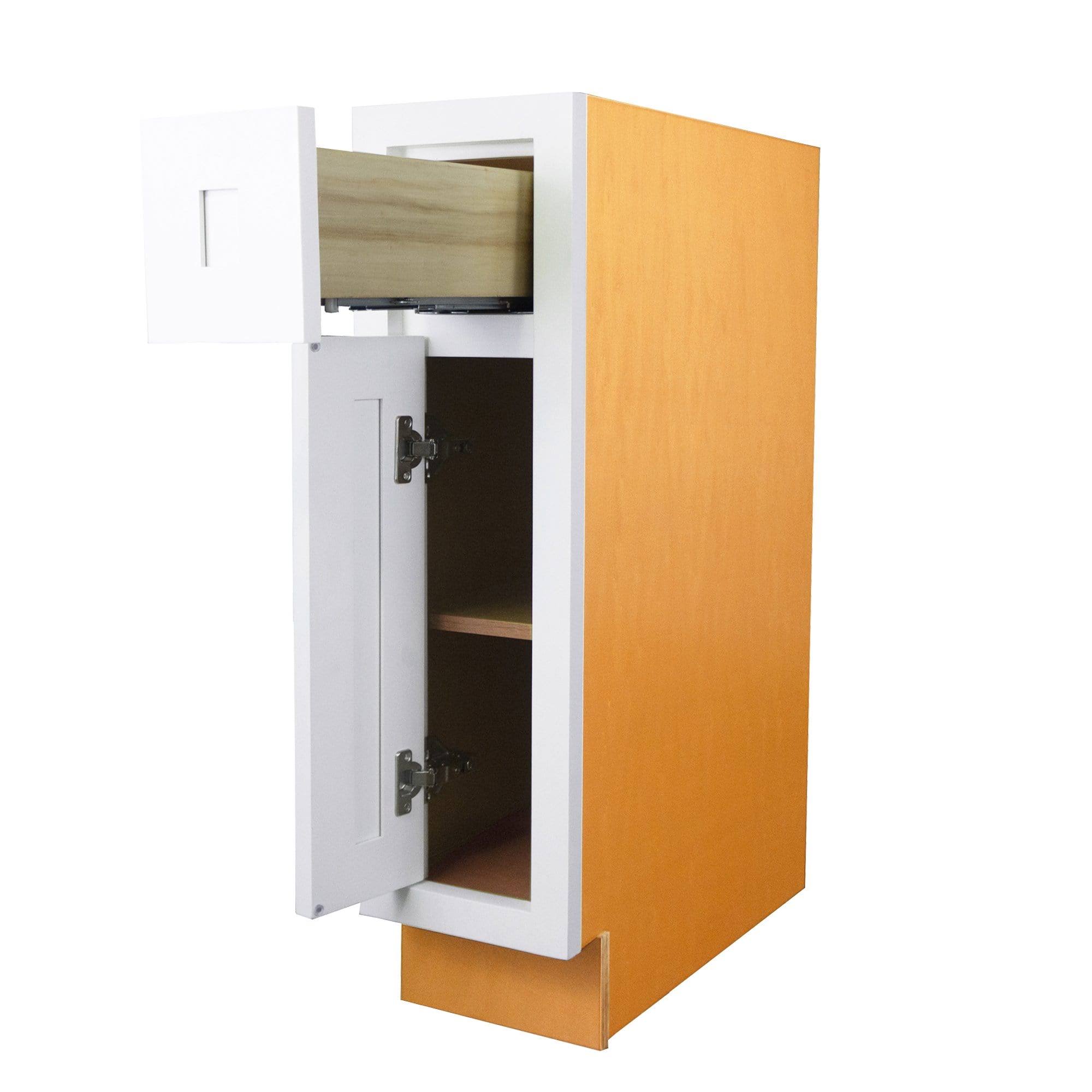 RTA Wholesalers 18 inch Wide Kitchen Base Kitchen Cabinet Snow White Inset Shaker - Single Door Single Drawer - Unassembled