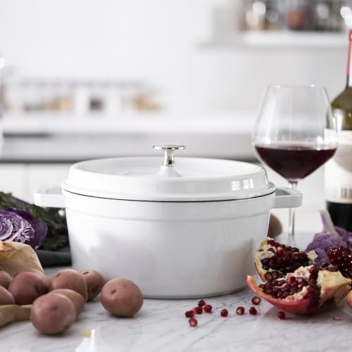 STAUB Cast Iron Dutch Oven 5.5-qt Round Cocotte, Made in France, Serves 5-6, Black Matte