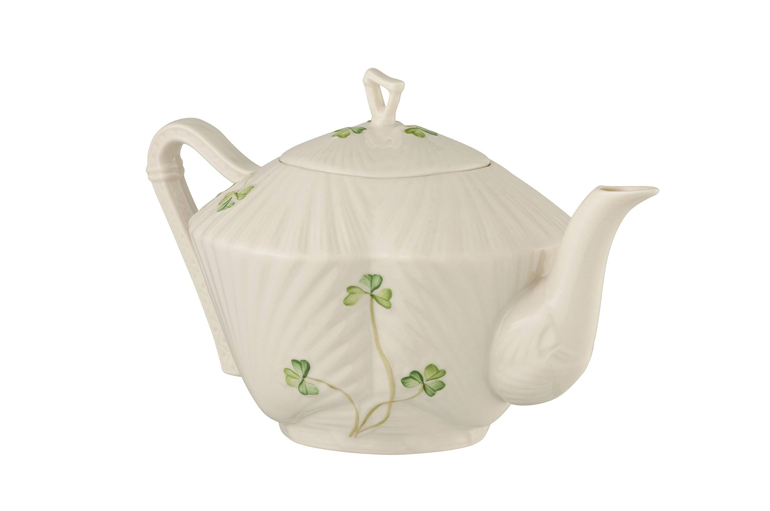 Belleek Harp Shamrock Teapot