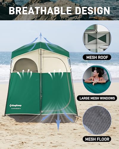KingCamp Shower Tent, Portable Privacy Tent Outdoor Camping 1/2 Room Toilet Tents with Shower Bag & Dressing Room for Travel Beach Tailgate