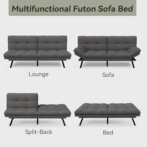 71" Convertible Futon Sofa,Faux Leather Futon Couch Bed,Sleeper Sofa Bed,Memory Foam Modern Folding Small Loveseat for Living Room,Office,Apartment