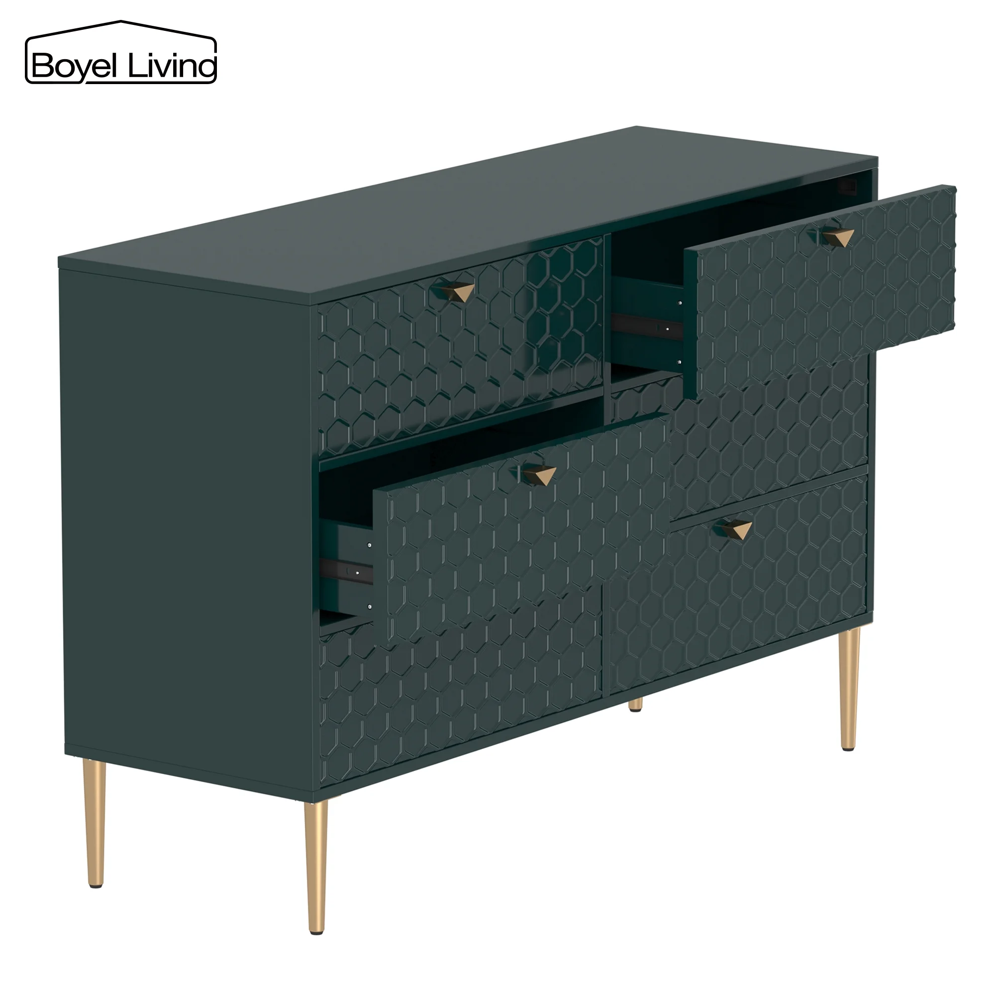 Boyel Living 6 Drawer Dresser Storage Cabinet, (MDF) Wood Dresser for Closet, Modern Green Dresser for Bedroom, Entryway and Hallway