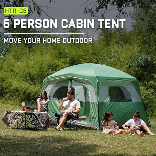 Happy Travel Tent 6 Person Tents for Camping, Waterproof Easy Setup Camping Tent with Rainfly