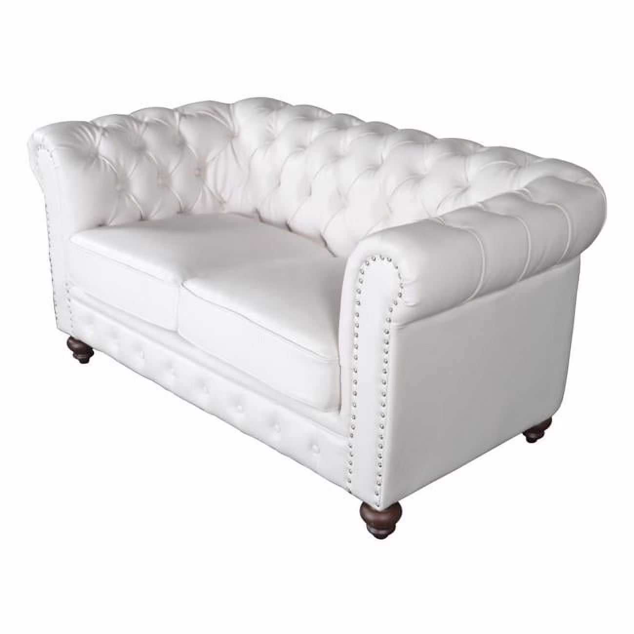 65 x 37 x 30 in. Classic Chesterfield White Loveseat Sofa