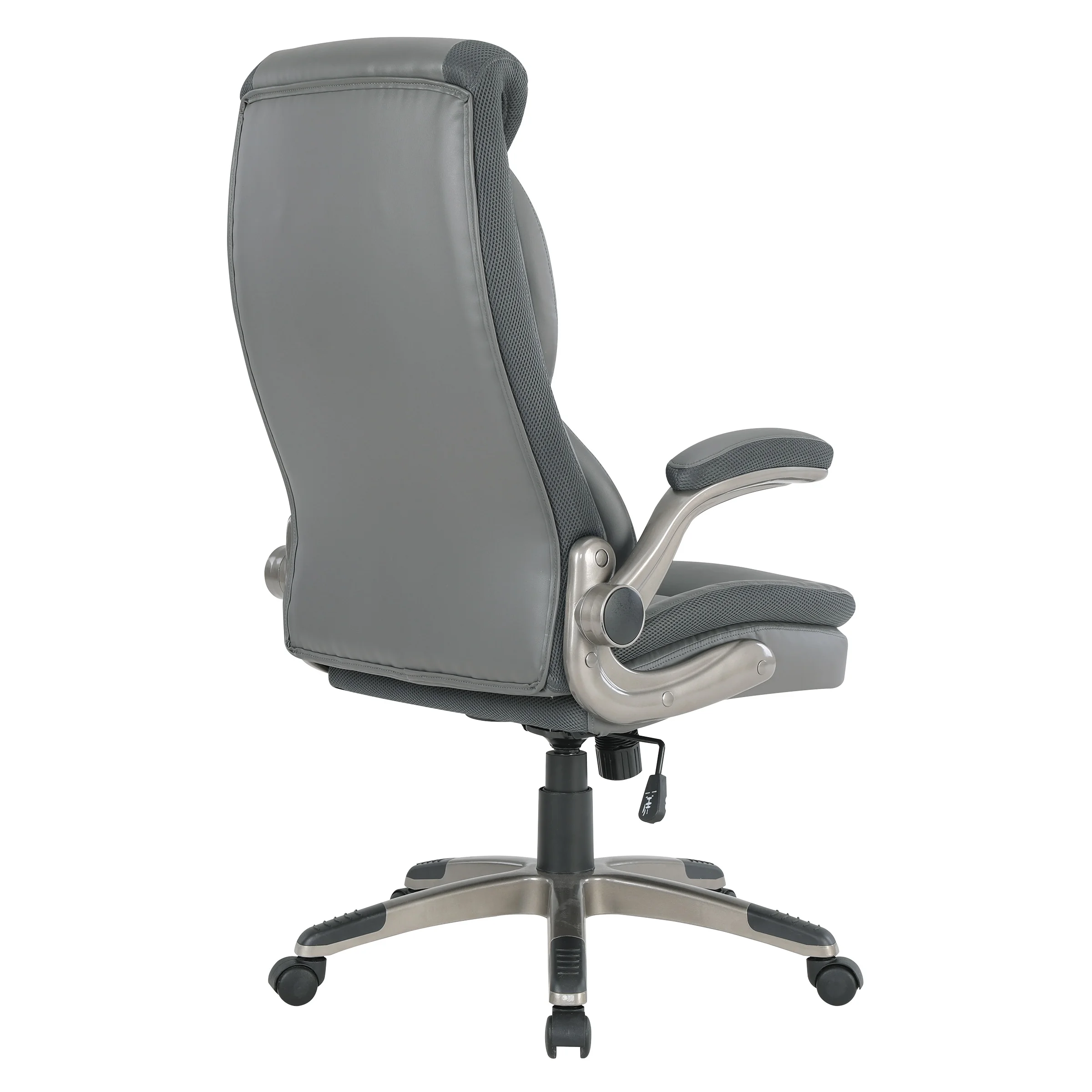 Executive Charcoal Bonded Leather Chair with Titanium Coated Nylon Base