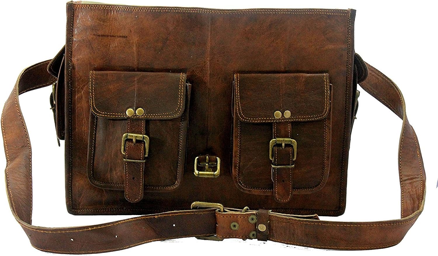 Handmade World Genuine Messenger Bag Leather Laptop Bags Computer Satchel Briefcase (18 Inch)