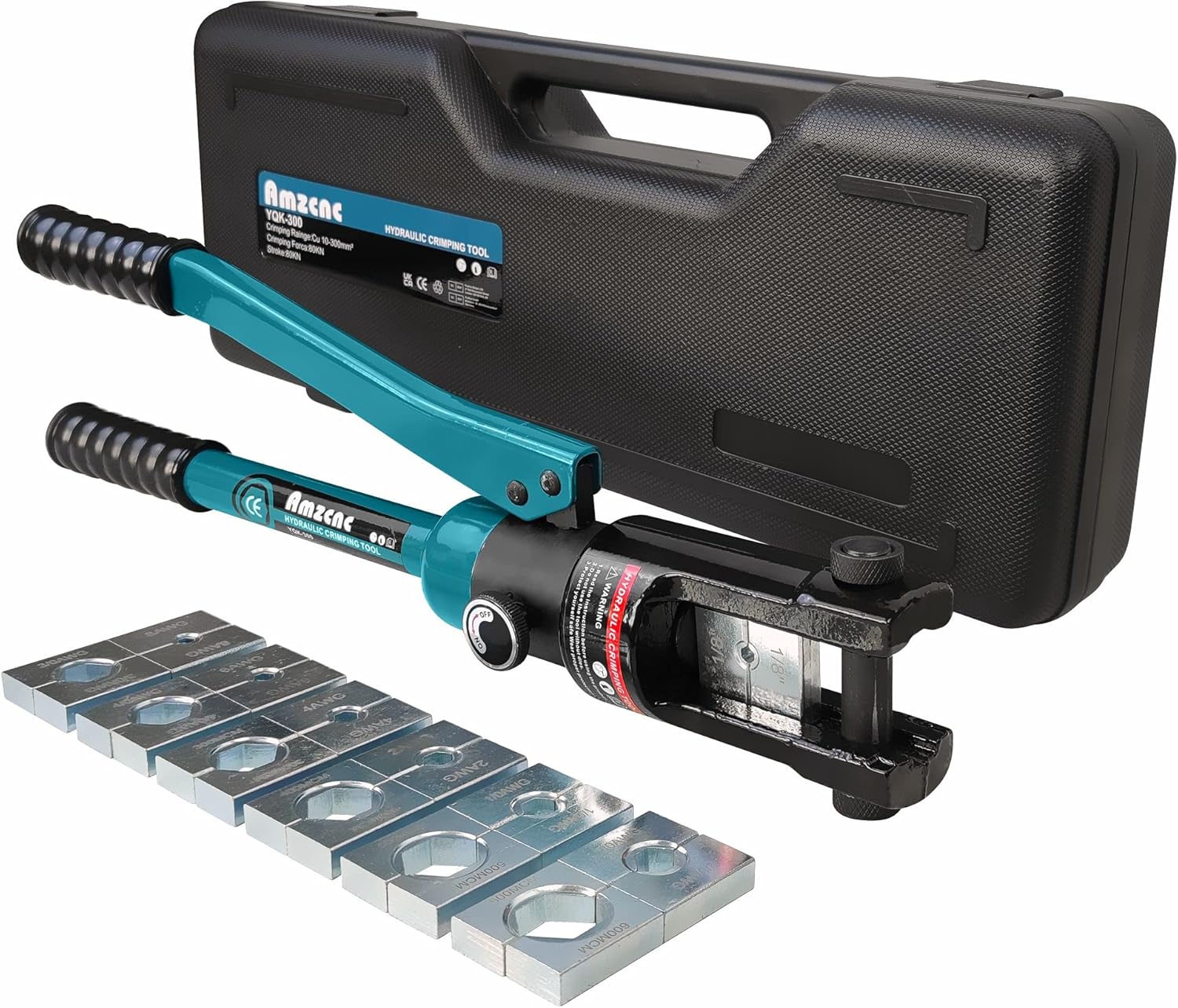 Industrial Hydraulic Cable Lug Crimper 16TON 9 AWG to 600 MCM Electrical Terminal Cable Wire Tool Kit Includes 13 pairs of Die Sets