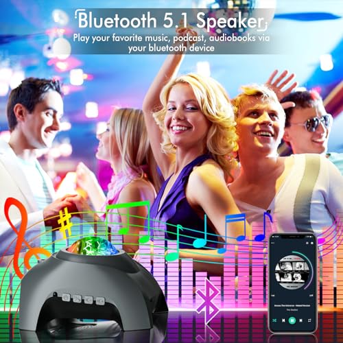 Rossetta Star Projector, Galaxy Projector for Bedroom, LED Night Light Aurora Projector with Bluetooth Speaker, White Noise, Timer and Remote