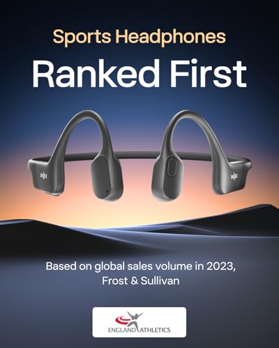 SHOKZ OpenRun - Open-Ear Bluetooth Bone Conduction Sport Headphones, Sweat Resistant Wireless Earphones for Workouts and Running, Built-in Mic