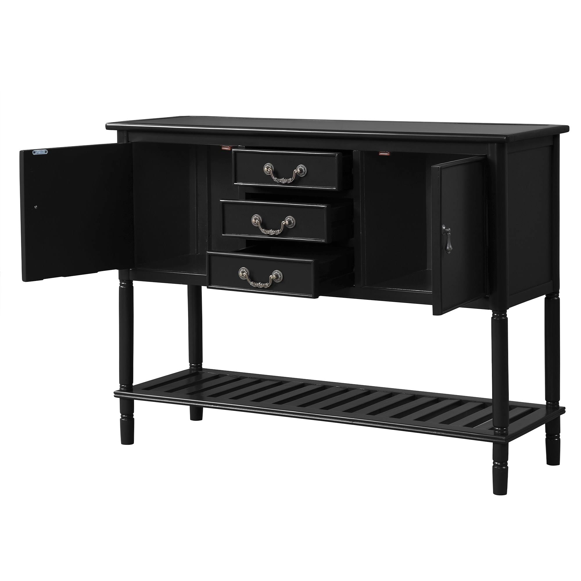 TiramisuBest Black 45-Inch Modern Solid Wood Console Table
