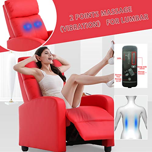 BestMassage | Recliner Chair | with 2 Point Massage Function | Black | with Lumbar Support, Adjustable Push Back, Wide Armrests