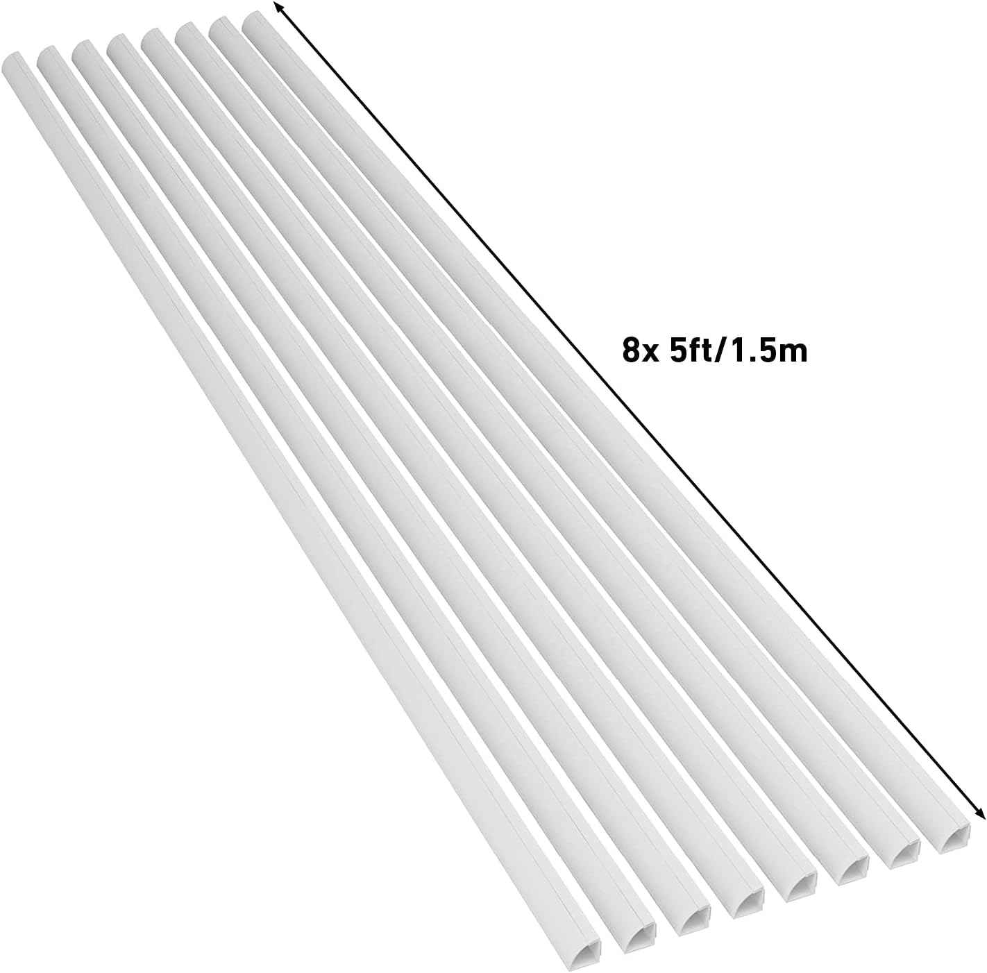 D-Line Quarter Round Cable Raceway, Self-Adhesive Baseboard Molding Alternative, Corner Cord Cover, Paintable Self-Adhesive Wire Hider