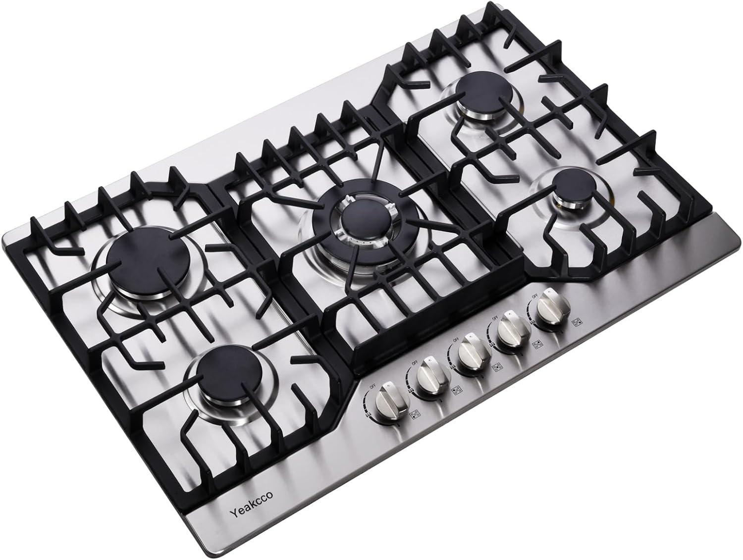 Gas Cooktop 30 Inch, Stainless Steel 5 Burners Built-in Gas Stovetop Propane/Natural Gas Convertible Stove Top Dual Fuel Gas Hob