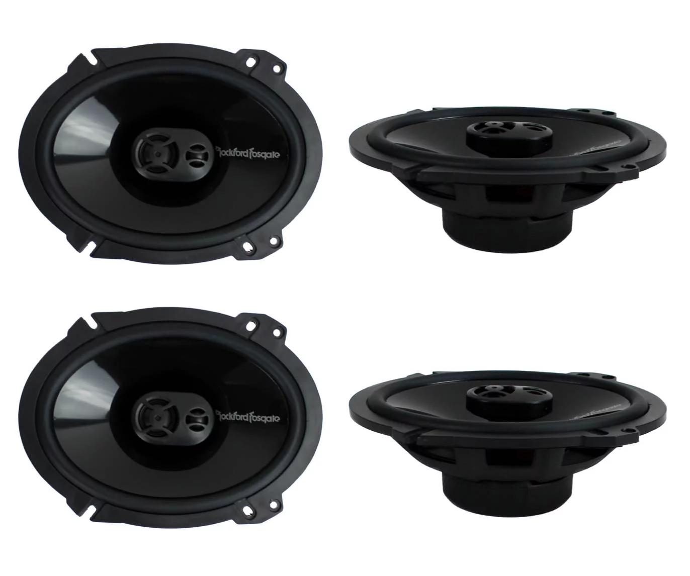 Rockford Fosgate P1683 6x8" 260W 4-Ohm 3-Way Car Coaxial Speakers Audio, 4 Pack