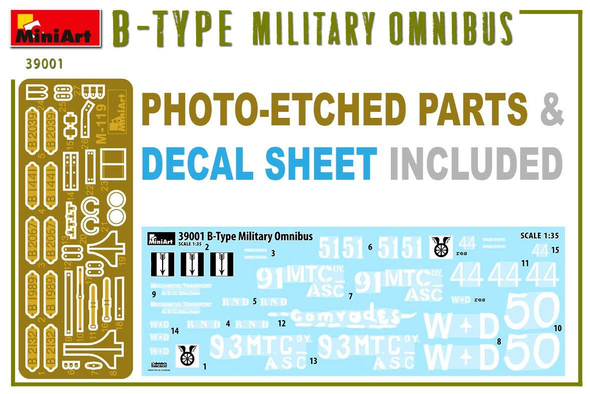 Miniart 1/35 Scale B-Type Military OMNIBUS- Model Kit #39001