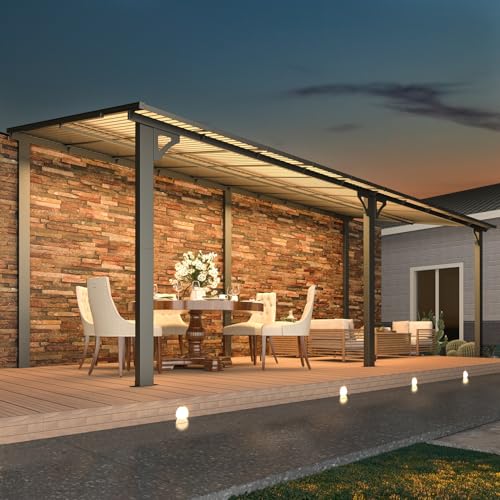 AECOJOY 10&rsquo; x 10&rsquo; Gazebo, Wall Mounted Gazebos Pergola on Clearance, Outdoor Patio Lean to Gazebo Awnings for Deck, Porch