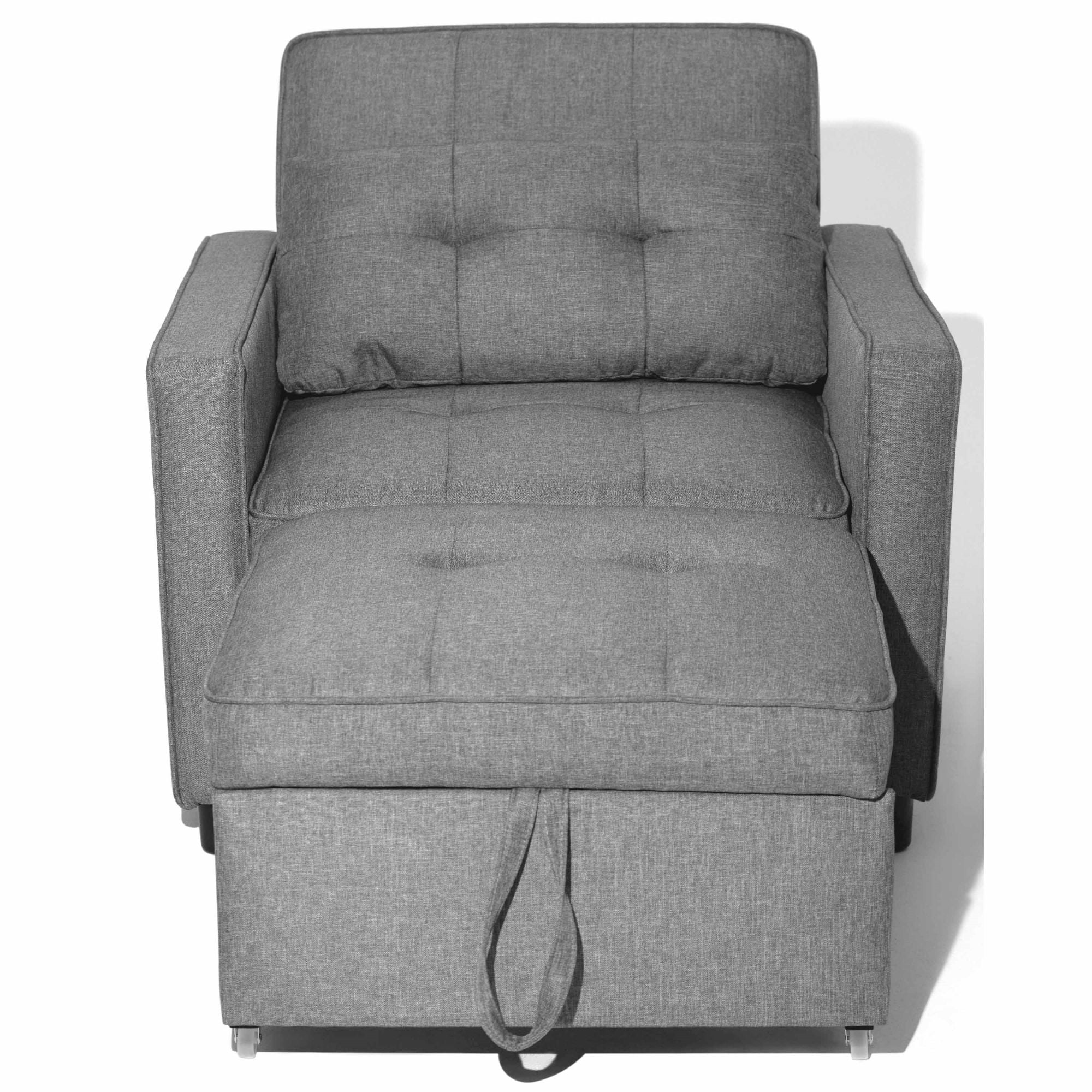 Daybed Convertible Chair Bed Sofa Sleeper 3-in-1 for Adults Single Adjustable Chair with Pillow and Pocket Linen Fabric Modern Arm Chair Light Grey
