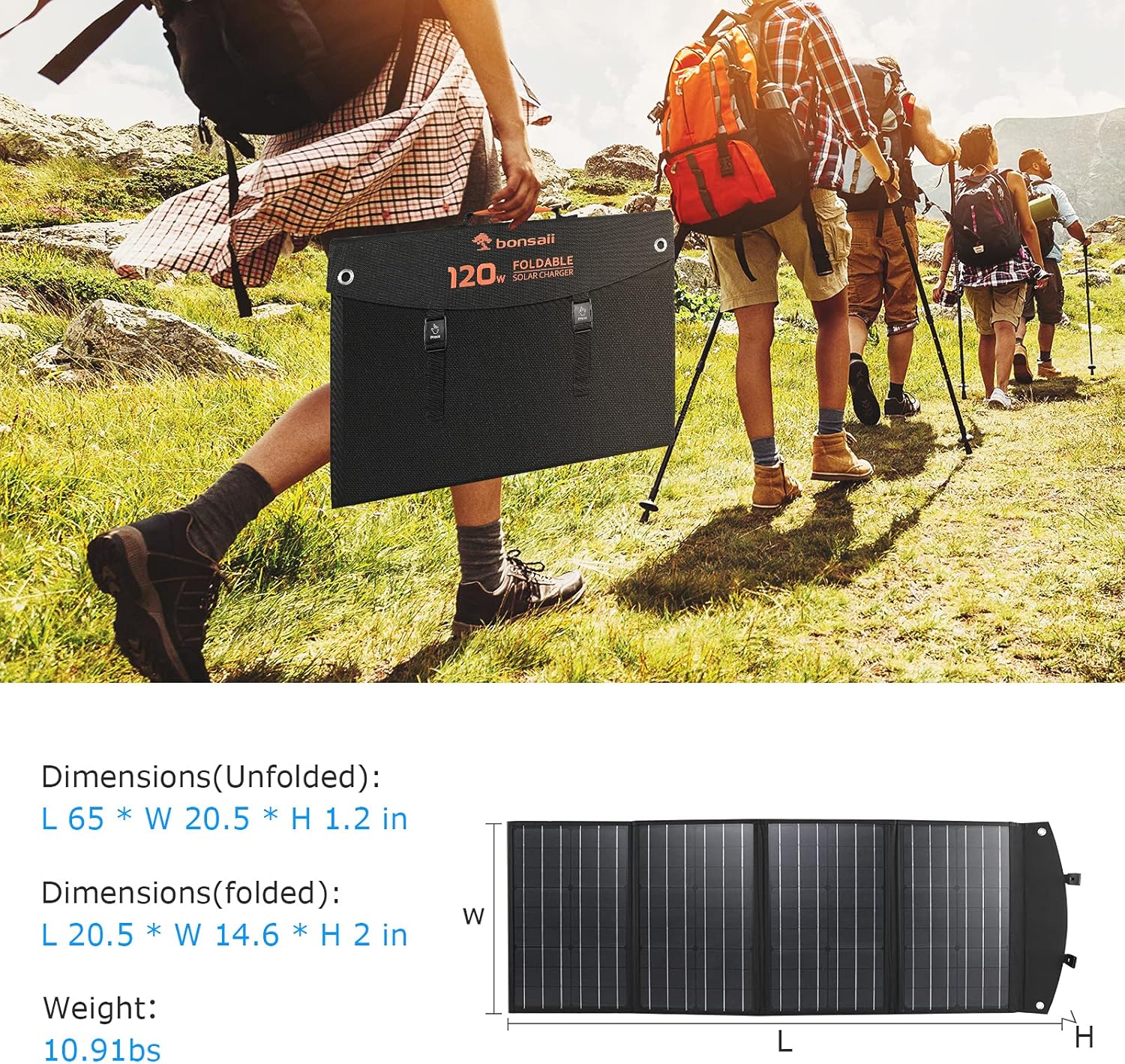 Solar Panels for Camping, 120W Solar Panel Charger for Power Station & Solar Generator