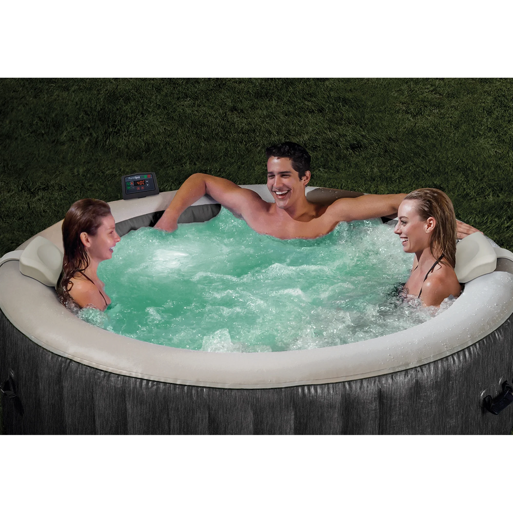 Intex PureSpa Plus 6 Person Inflatable Hot Tub Bubble Jet Spa, 85 x 28, Greywood