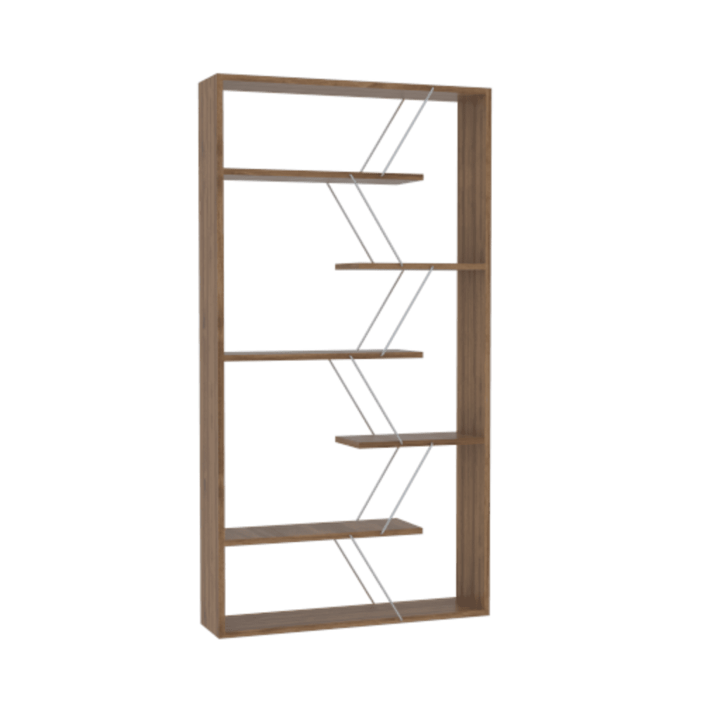 Furnish Home Store Wood Frame Etagere Open Back 6 Shelves Bookcase Industrial Bookshelf for Office and Living Rooms Modern Bookcases Large Bookshelf