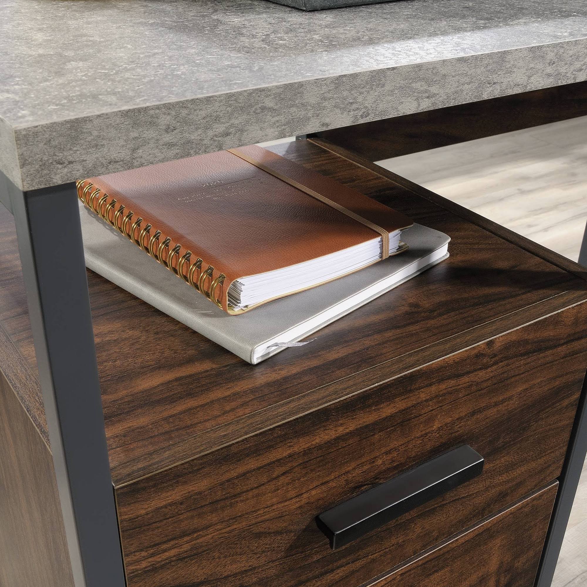 Sauder - Market Commons L-Desk - Rich Walnut