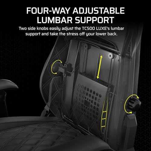Corsair TC500 Luxe Gaming Chair – Premium Breathable Fabric – Wide Seat – Five-Way Adjustable Armrests – Adjustable Built-in Lumbar Support – 90-160
