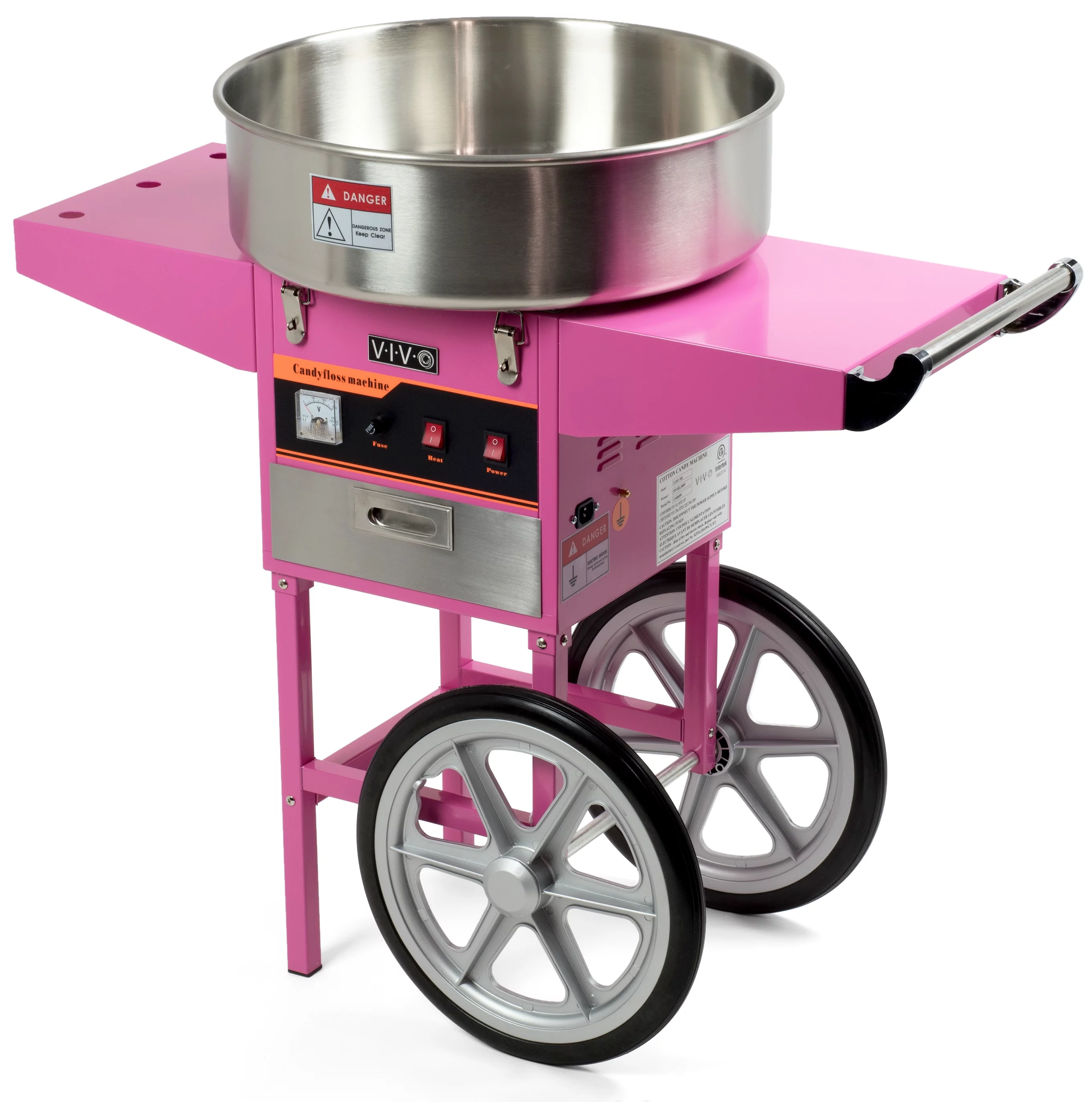 Electric Commercial Cotton Candy Machine / Floss Maker Pink Cart Stand VIVO