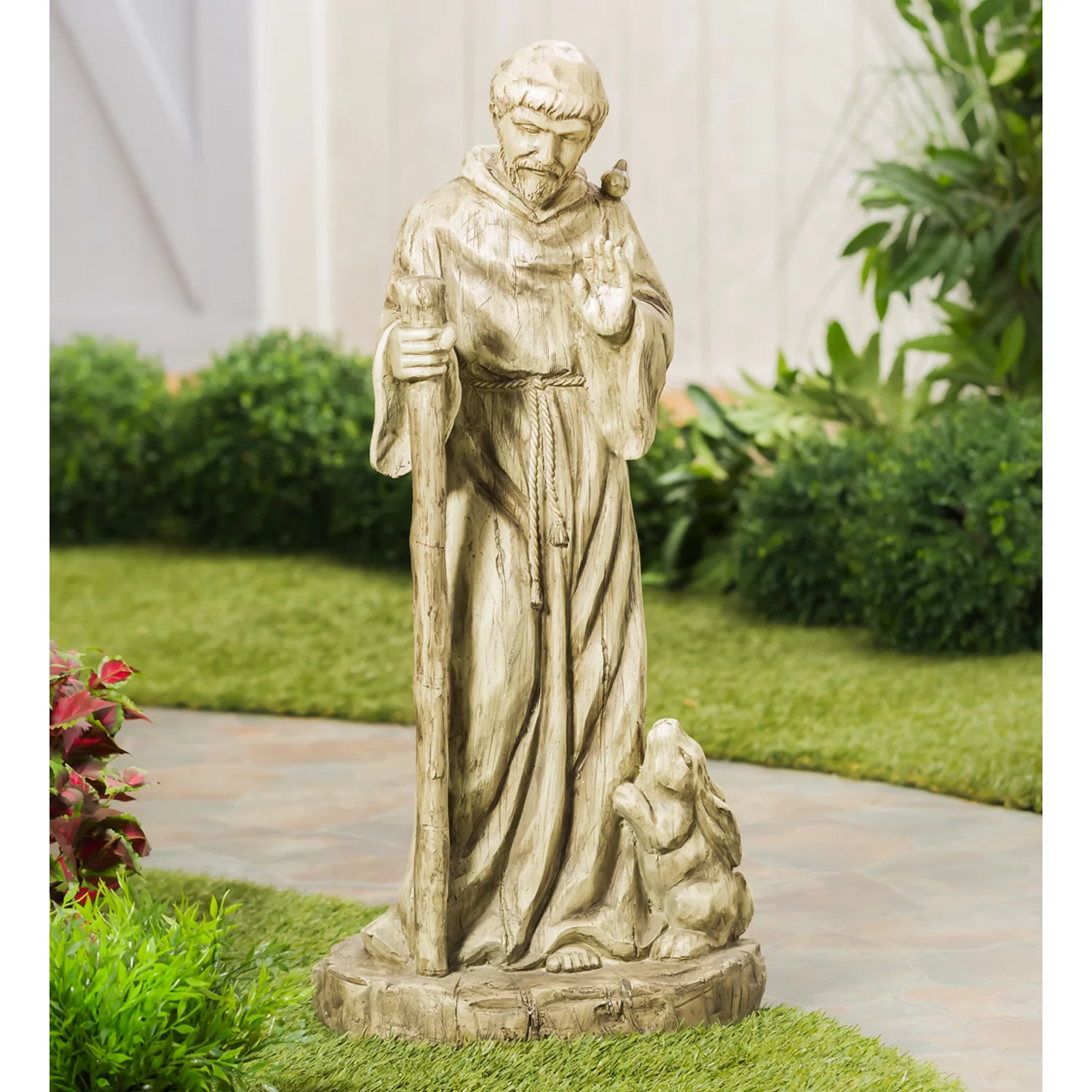 Evergreen 37"H St. Francis Garden Statuary- Fade and Weather Resistant Outdoor Decor