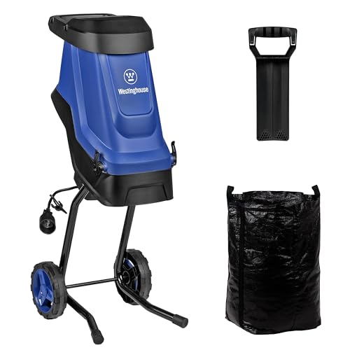 Westinghouse 1.7-Inch 15 Amp Corded Electric Mulcher Chipper Shredder with 12 Gallon Collection Bag for Easy Cleanup Ideal for Branches and Twigs
