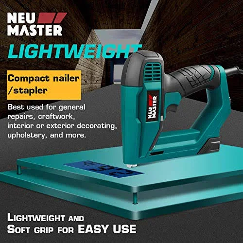 Brad Nailer, Neu Master NTC0060 Electric Nail Gun/Staple Gun for DIY Project of Upholstery, Carpentry and Woodworking, Including