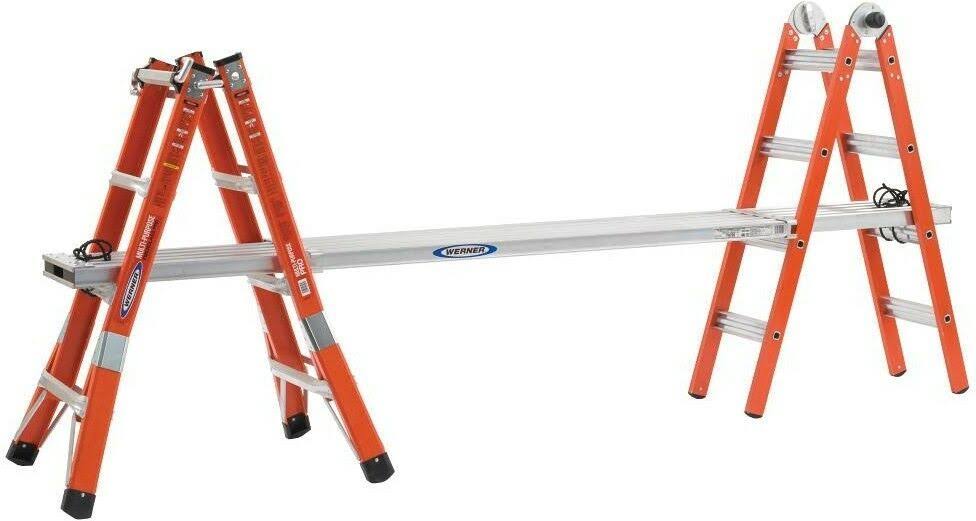 Werner Multi-Position Ladder 18 ft. 300 lbs. Load Capacity Type iA Fiberglass Fmt-17