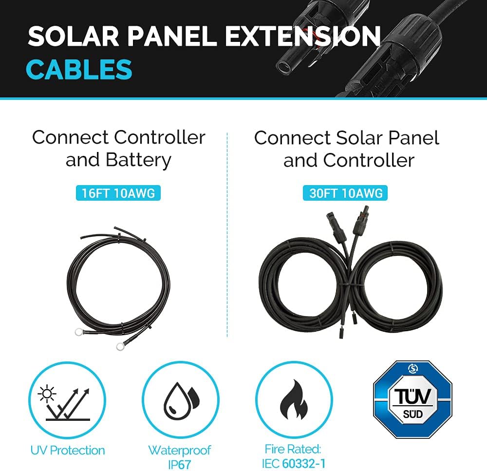 Renogy 300 Watts 12 Volts Monocrystalline Solar RV Kit with 30A PWM LCD Charge Controller/Solar Panel Connectors/Tray Cable/Corner Bracket