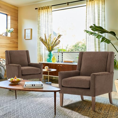 COLAMY Modern Wingback Living Room Chair, Upholstered Fabric Accent Armchair