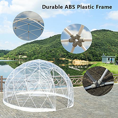 CZGBRO 12FT Garden Dome Igloo Tent, Outdoor Bubble Tent Clear Dome Shelter Geodesic Dome 5-7 Person for Backyard Patios
