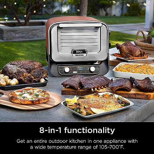 Ninja Woodfire Pizza Oven, 8-in-1 outdoor oven, 5 Pizza Settings, Ninja Woodfire Technology, 700°F high heat, BBQ smoker, wood pellets, pizza stone