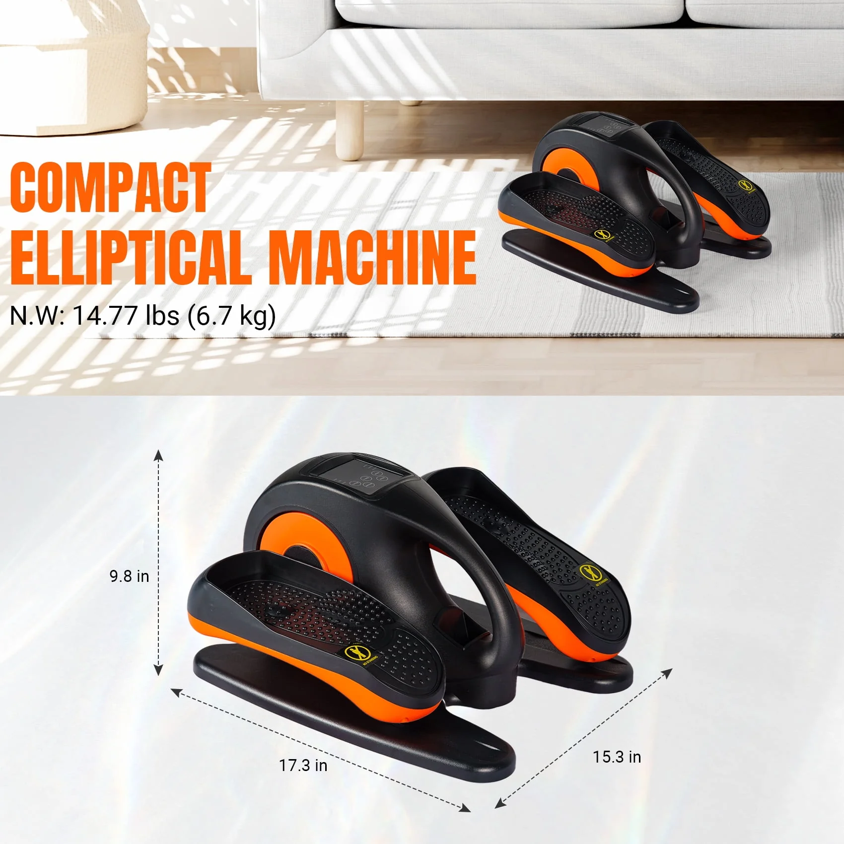 PROHIKER Under Desk Elliptical Machine for Home, Under Desk Bike Pedal Exerciser Electric Seated Elliptical