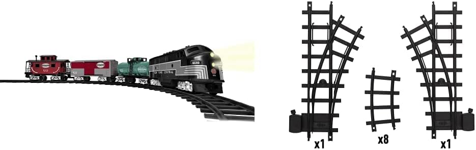 Lionel New York Central Battery-Powered Model Train Set Ready to Play w/Remote Bundle with Ready to Play 12Piece Curved Track Pack and Ready to Play