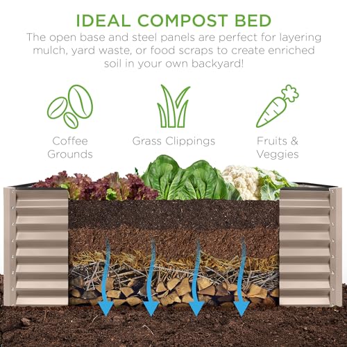 Best Choice Products 8x4x2ft Outdoor Metal Raised Garden Bed, Deep Root Planter Box for Vegetables, Flowers, Herbs