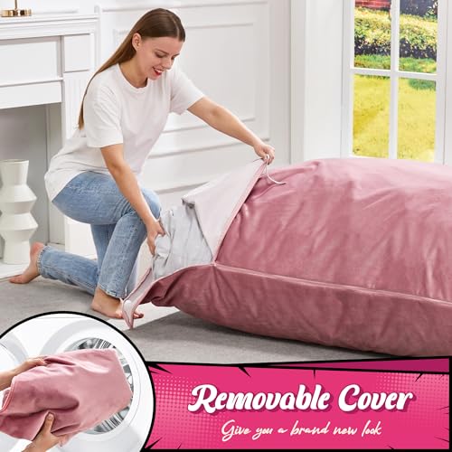 Hobestluk 3 in 1 Bean Bag Chair Giant Bean Bag Chairs Convertible Bean Bag Floor Cushion with Machine Washable Cover