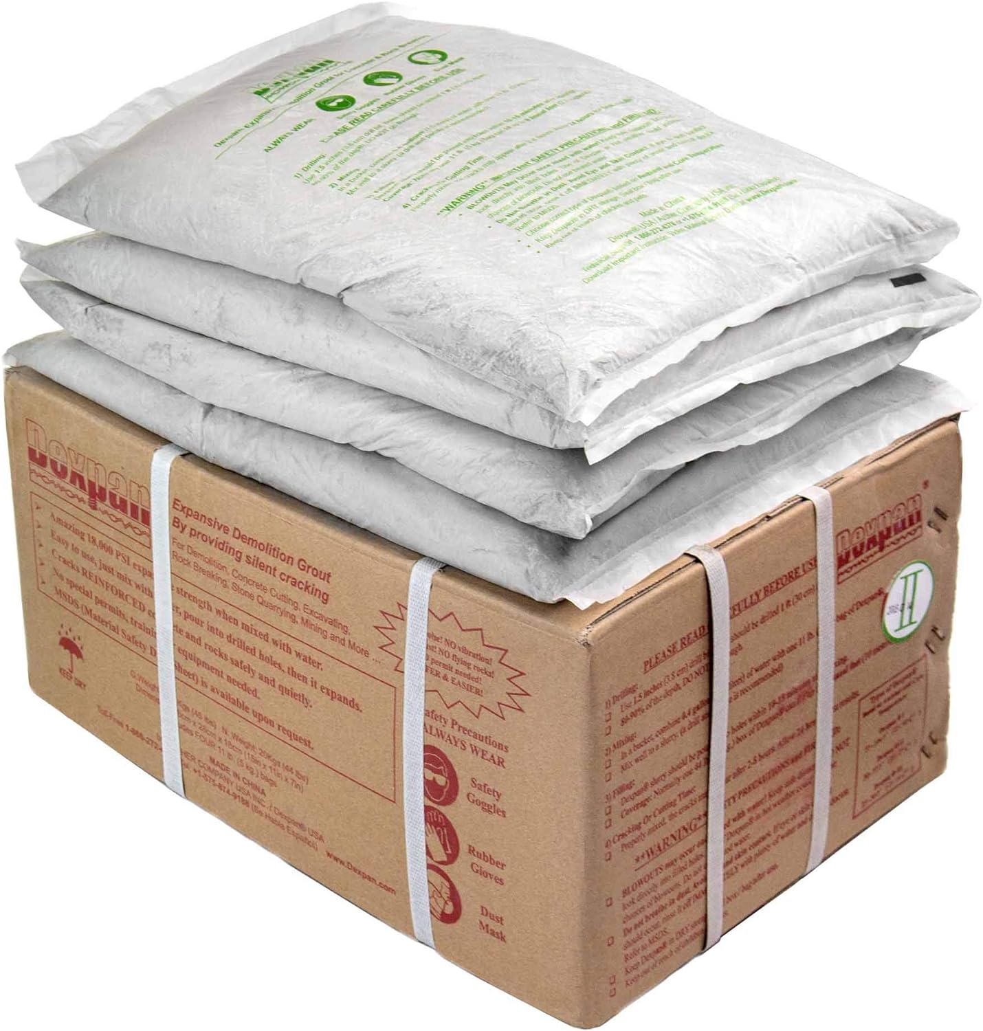 Dexpan Expansive Demolition Grout 44 Lb. Box for Rock Breaking, Concrete Cutting, Excavating. Alternative to Demolition Jack Hammer Breaker