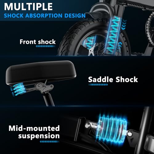 Electric Bike for Adults, Ebike, Electric Bicycle with 576WH Removable Battery,14"/20" Folding Ebike, 20MPH,20+ Miles(MAX),500W High Motor