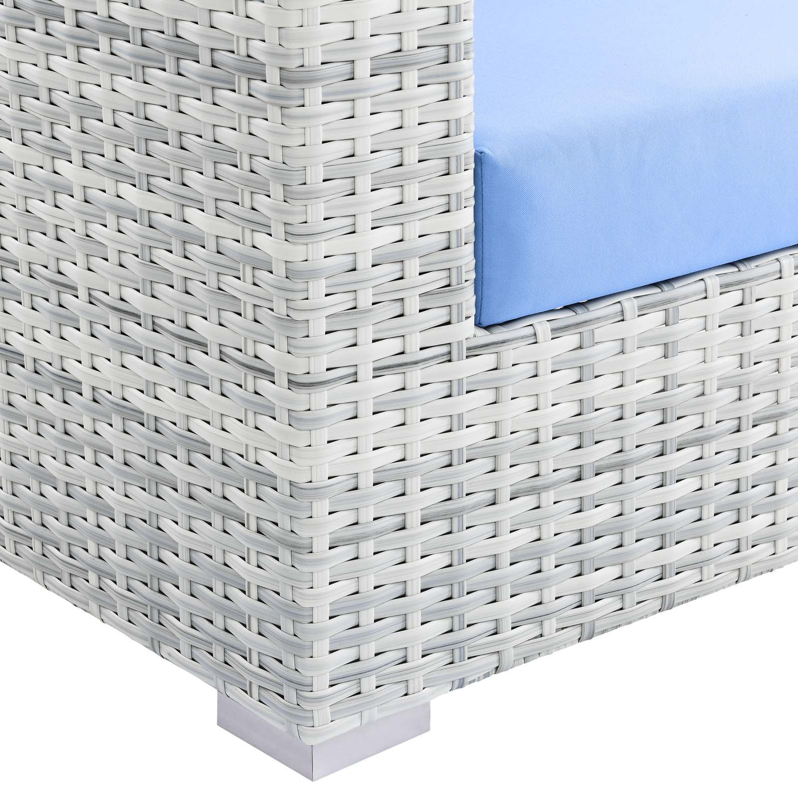 Lounge Sofa, Rattan, Wicker, Light Grey Gray Light Blue, Modern Contemporary Urban Design