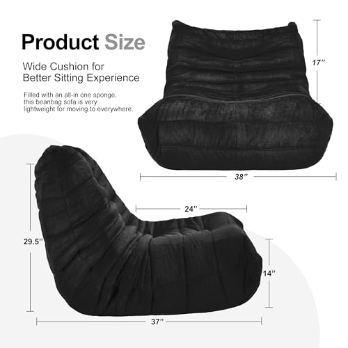 Bean Bag Chairs for Adults Giant Bean Bag Chair Memory Foam BeanBag Chair Big Bean Bag Sofa with Filler Faux Fur Fireside Beanbags Lazy Sofa for