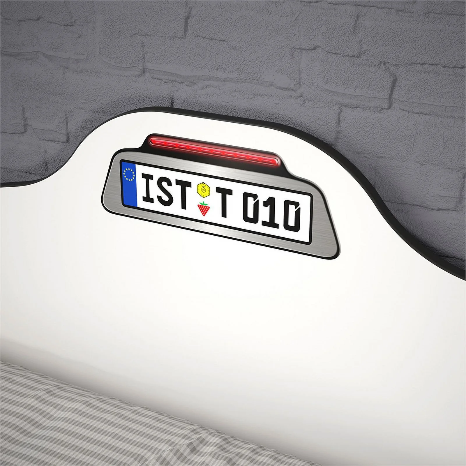 Cilek Kids Room Race Cup Wood Twin Car Bed with Cool Details in White
