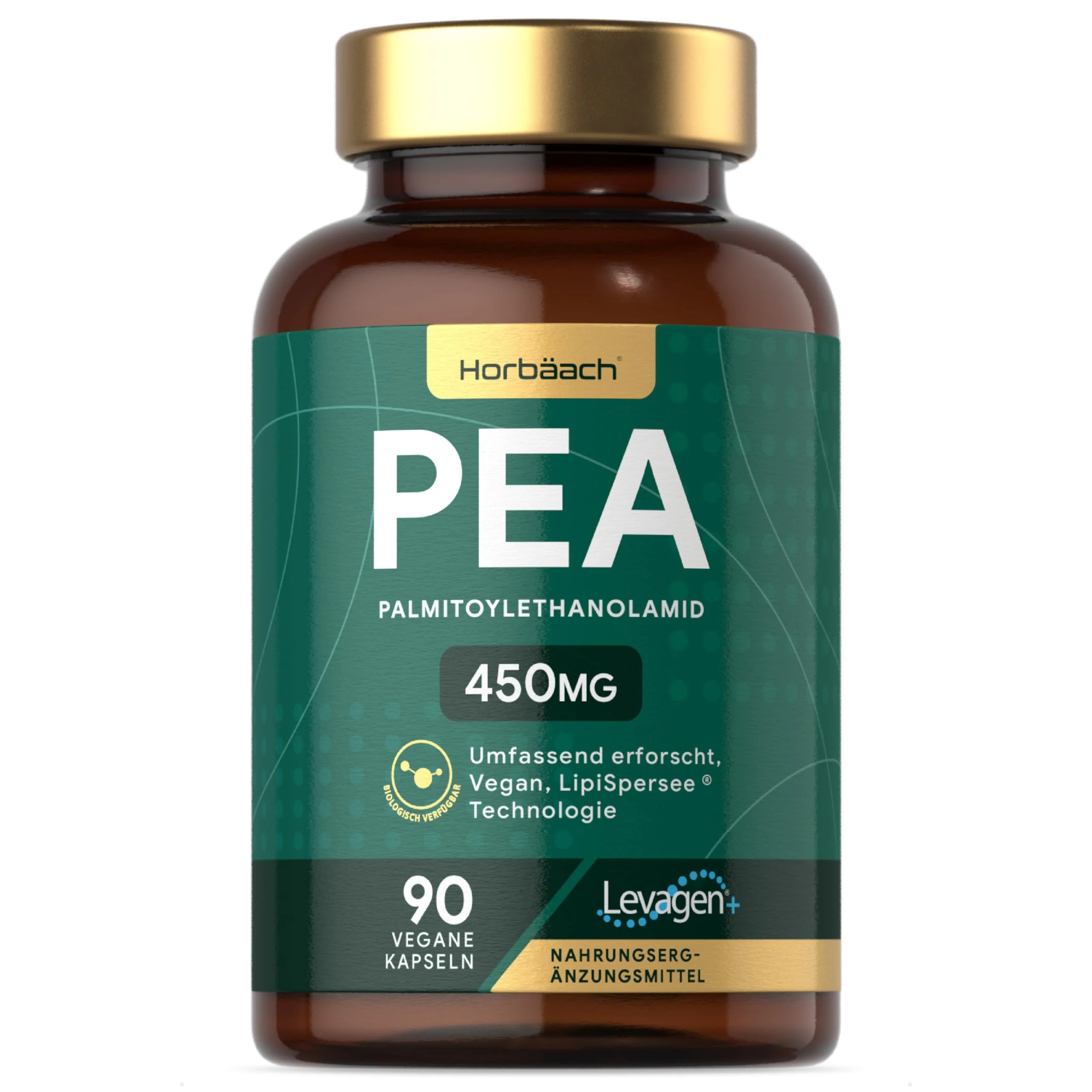 Palmitoylethanolamide Pea 450mg | Levagen Plus PEA | 90 Vegan Capsules | by Horbaach - Kansas Nuitrition - HNZSDS
