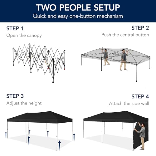 Best Choice Products 10x20 Party Tent, Heavy Duty Waterproof Large Outdoor Event Easy Pop Up Canopy Shelter w/Sidewalls, 1-Button Setup, Wheeled Case