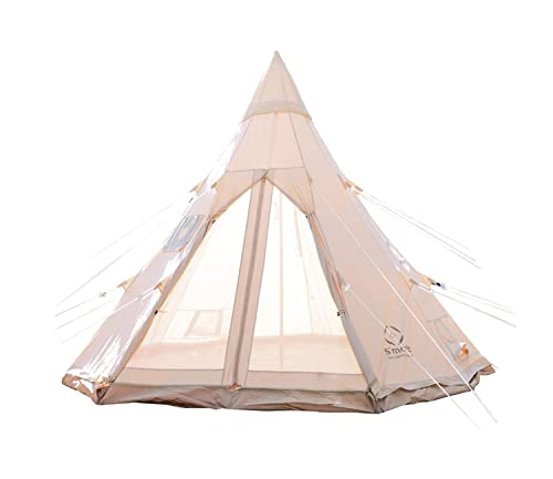 S'more Canvas Bell & Teepee Camping Tent, Water Resistant, Hot Tent with Stove Jack, 4 Season Outdoor Glamping Tent