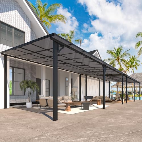 AECOJOY 10&rsquo; x 10&rsquo; Gazebo, Wall Mounted Gazebos Pergola on Clearance, Outdoor Patio Lean to Gazebo Awnings for Deck, Porch